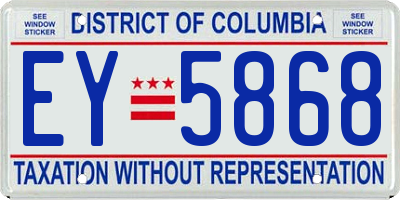 DC license plate EY5868