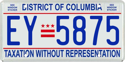 DC license plate EY5875