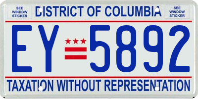 DC license plate EY5892