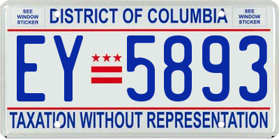 DC license plate EY5893