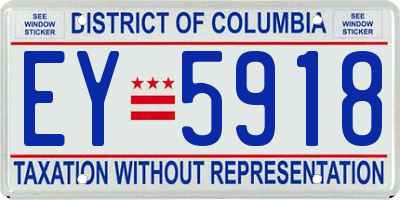 DC license plate EY5918