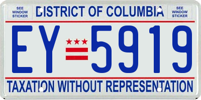 DC license plate EY5919