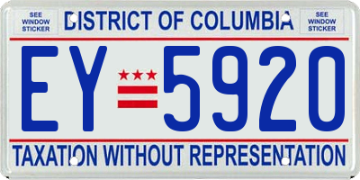 DC license plate EY5920