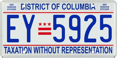DC license plate EY5925
