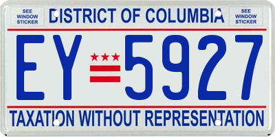 DC license plate EY5927