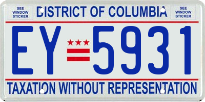 DC license plate EY5931