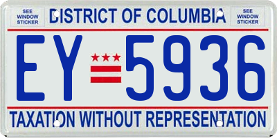 DC license plate EY5936