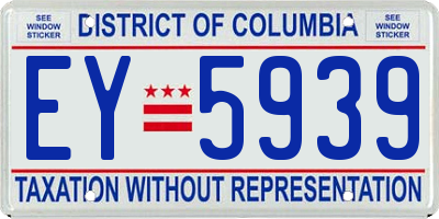 DC license plate EY5939