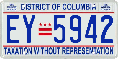 DC license plate EY5942