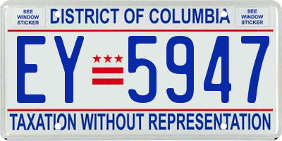 DC license plate EY5947