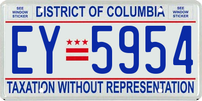 DC license plate EY5954