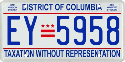 DC license plate EY5958