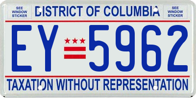 DC license plate EY5962