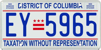 DC license plate EY5965