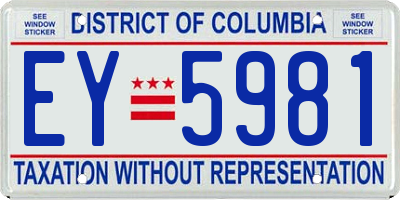 DC license plate EY5981