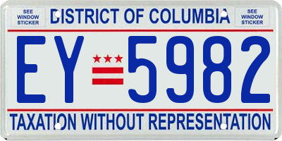 DC license plate EY5982