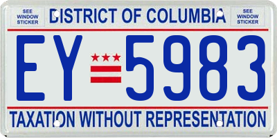 DC license plate EY5983