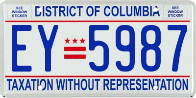 DC license plate EY5987