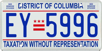 DC license plate EY5996