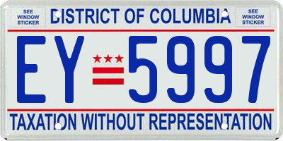 DC license plate EY5997