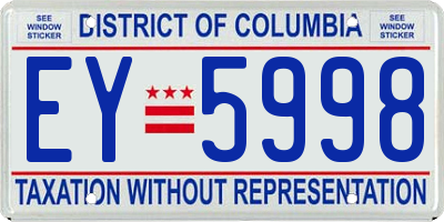 DC license plate EY5998