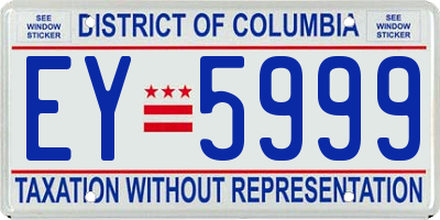 DC license plate EY5999