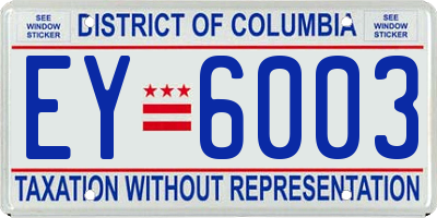 DC license plate EY6003