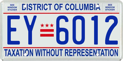 DC license plate EY6012