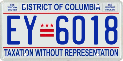 DC license plate EY6018