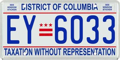 DC license plate EY6033