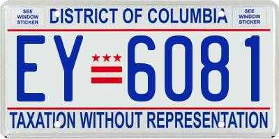 DC license plate EY6081