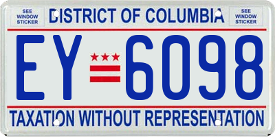 DC license plate EY6098