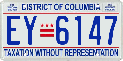 DC license plate EY6147