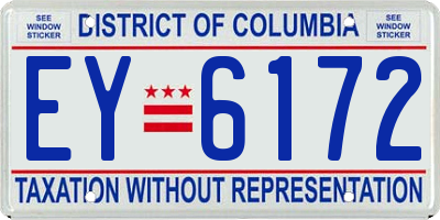 DC license plate EY6172