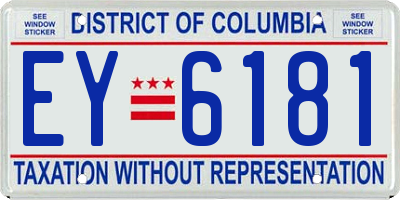 DC license plate EY6181