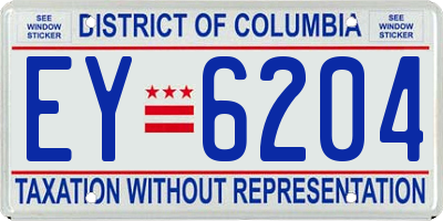 DC license plate EY6204