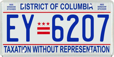 DC license plate EY6207