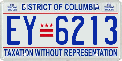 DC license plate EY6213