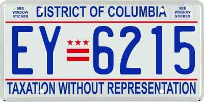 DC license plate EY6215