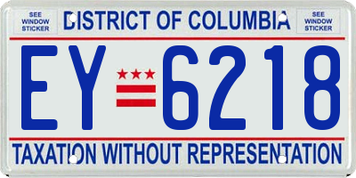 DC license plate EY6218