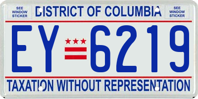 DC license plate EY6219