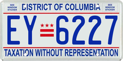 DC license plate EY6227