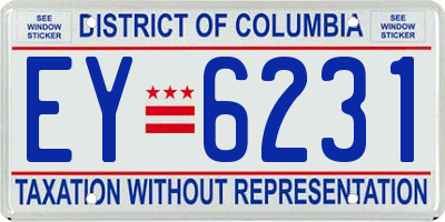 DC license plate EY6231