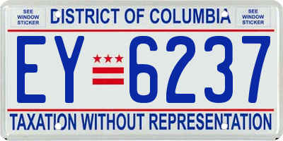 DC license plate EY6237