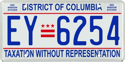 DC license plate EY6254