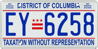 DC license plate EY6258