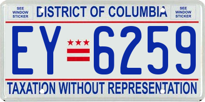 DC license plate EY6259