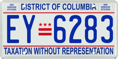DC license plate EY6283