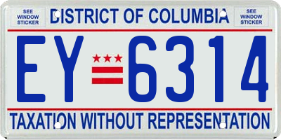 DC license plate EY6314