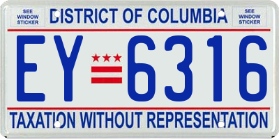 DC license plate EY6316